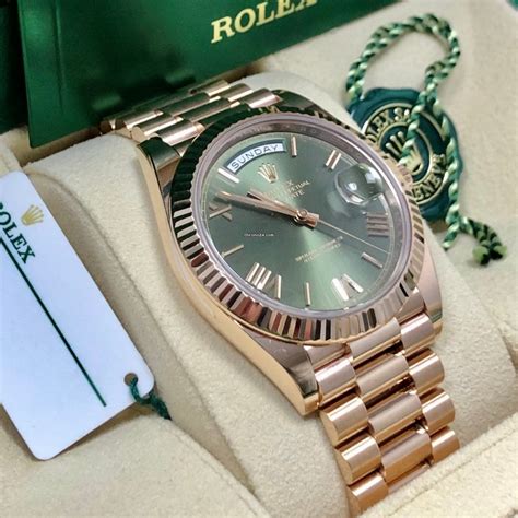 olive face rose gold presidential rolex